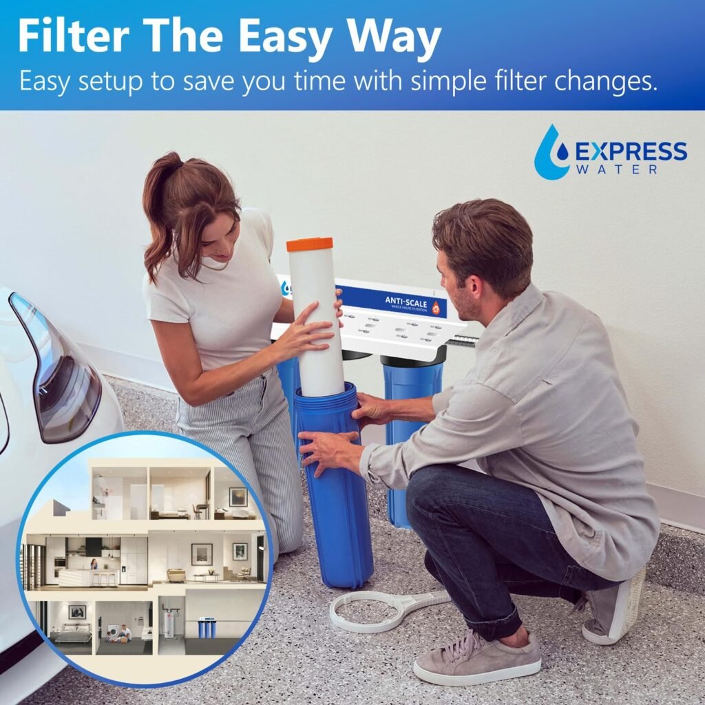 EXPRESS WATER 3-Stage Heavy Metal Water Filtration System, Stainless Steel, Reduces Contaminants, Improves Water Quality, Comprehensive Filtration, High Versatility